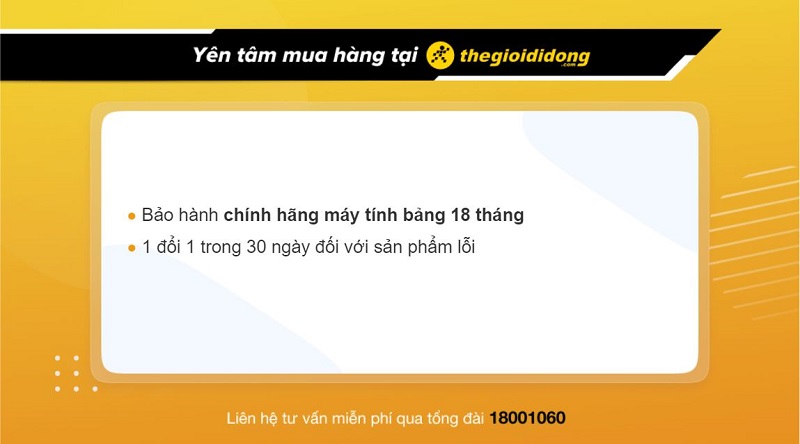 Chính sách bảo hành hấp dẫn khi mua máy tính bảng Xiaomi tại các cửa hàng siêu thị Thế Giới Di Động